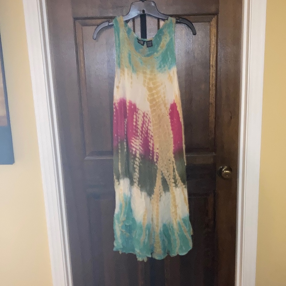 🔥Deal Vibrant Multi Color Tie-Dye Swim Coverup Dress